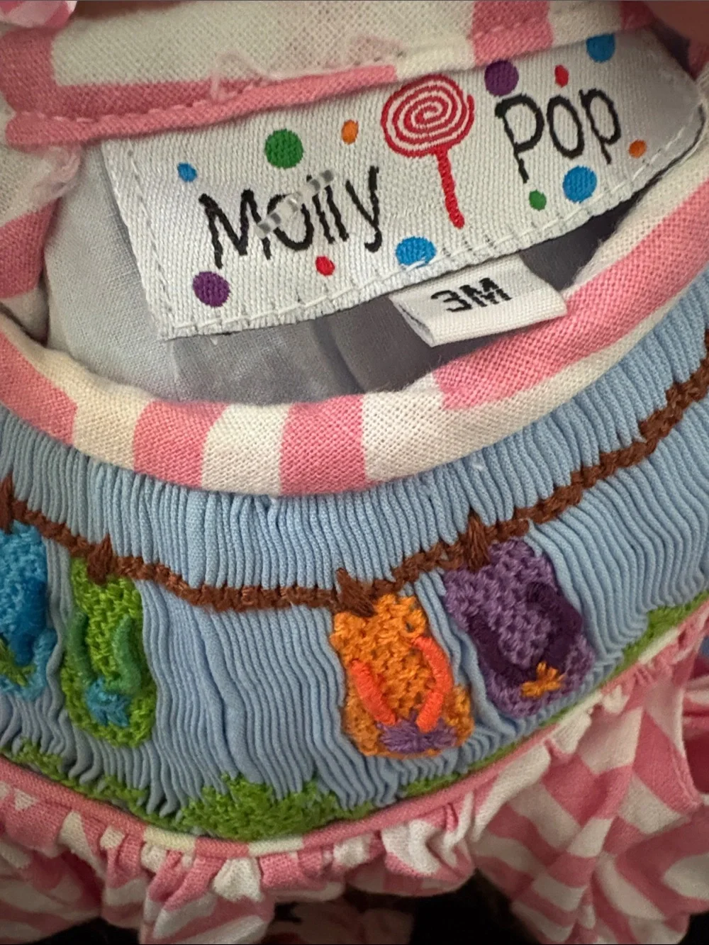 EUC Molly Pop Amocked Sandals Pink Chevron Baby
